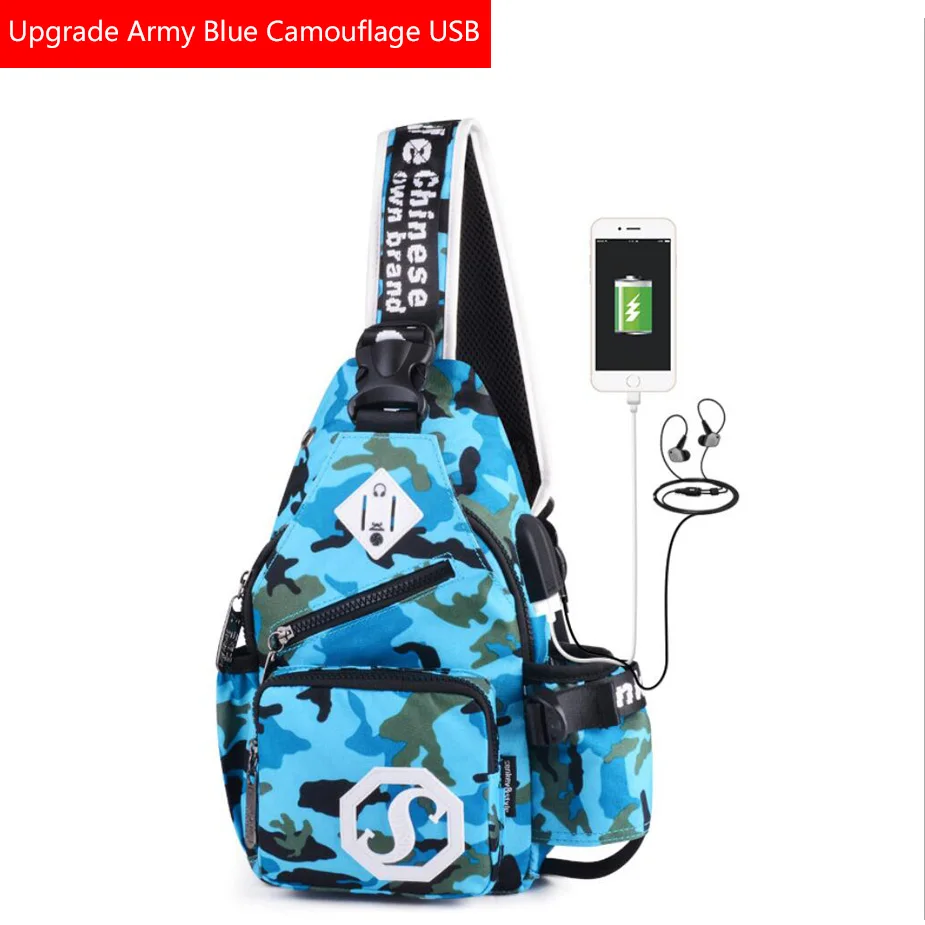

Korean Trendy Multi-function Crossbody Bag Stylish Beautiful Letter Shoulder Strap External USB Charging Chest Pack Shoulder Bag