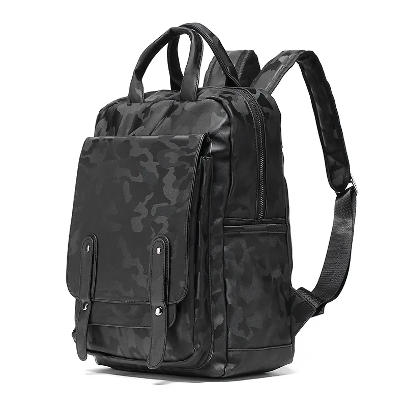 

2019 New Preppy Style Men PU Leather Travel Backpacks School Bags for Teenagers Large Capacity Laptop Backpack Camouflage Black