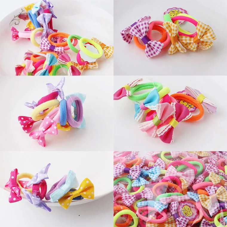 New Children's Bowknot Dot Elastic Hair Bands Colorful Hair Ring Cute Girl Princess Hair Rope For Children Acessorio De Cabelo T
