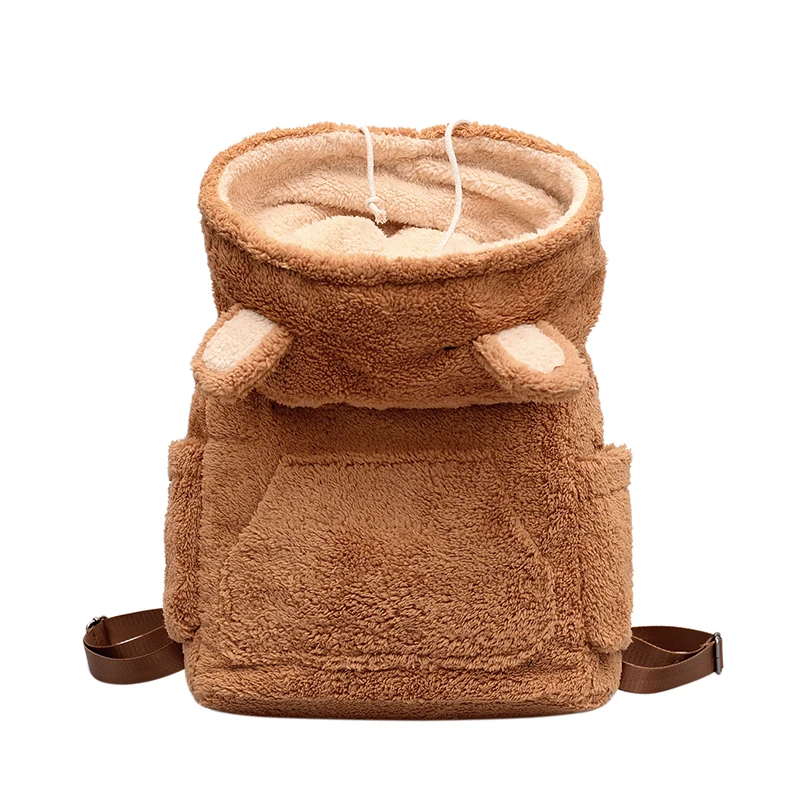 

Lovely Women Backpack School Bag Teenager Backpacks For Girls Cute Fur Korean Female Shcool Bags Women Hairy Bear Gifts Bag