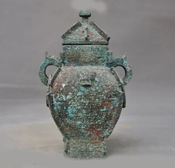 

Chinese Xi Zhou Dynasty Bronze Ware beast pattern Zun Cup Bottle Pot Jar Statue