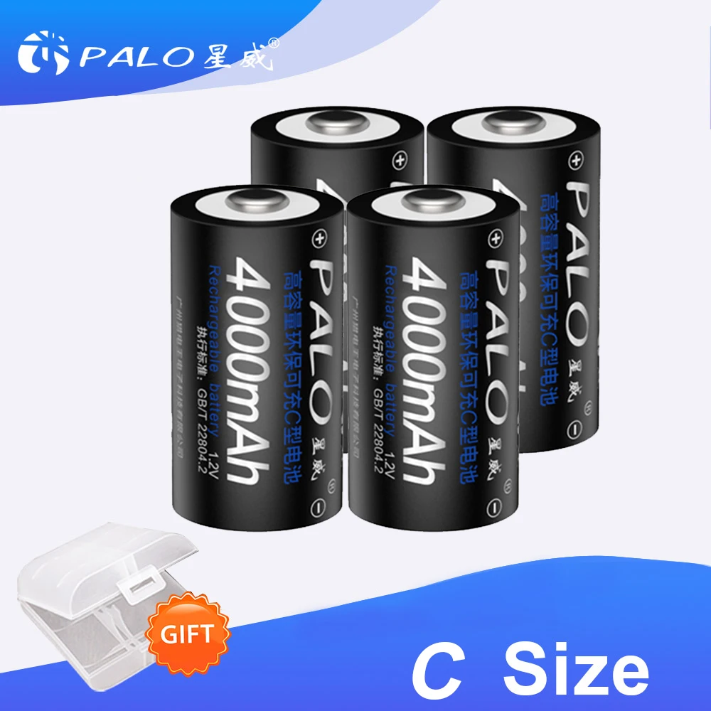 PALO 2-8pcs 4000mAh 1.2V Ni-MH C Size Rechargeable Batteries For Gas Cooker/ Car Toy with Higher Current Capabilities | Электроника