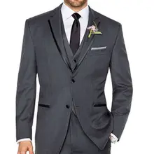 Куртка+ штаны+ галстук+ платки+ жилет) серый Жених Bestmen костюмы Формальные смокинг Высокое качество Slim Fit Терно Свадебный костюм ForMen