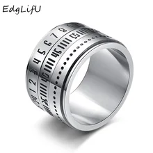 EdgLifU Men Time Rotating Rings Titanium Steel Arabic Numerals Calendar Rings Black Clock Band Ring Ring for Men Jewelry цена EdgLifU Men Time Rotating Rings Titanium Steel Arabic Numerals Calendar Rings Black Clock Band Ring Ring for Men Jewelry цены онлайн