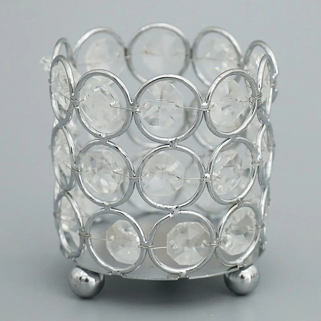 3'' Crystal Candle Holder Banquet Candlestick Tabletop Centerpiece Festive Holidays Wedding Supplies Lamp Decor 