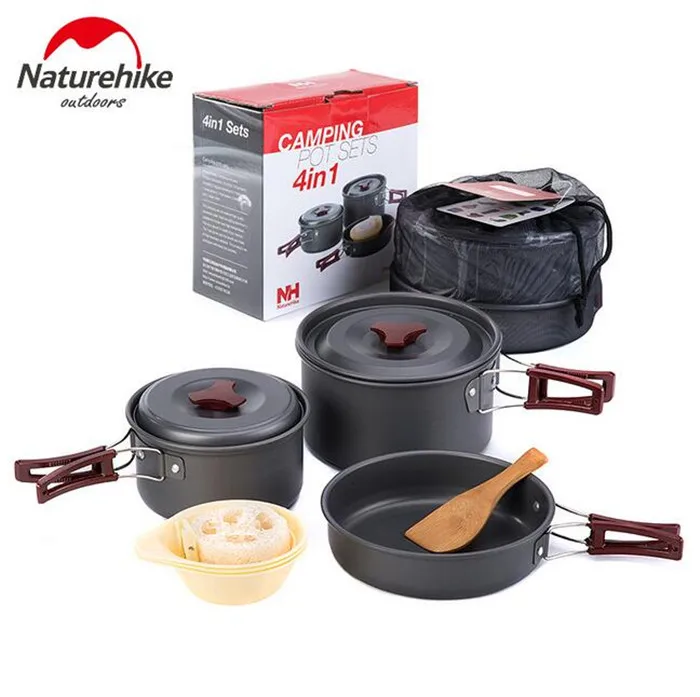 

NatureHike Outdoor Camping Hiking Cookware Tableware Picnic Backpacking Cooking Bowl Pot Pan Cooker Set 2-3 people