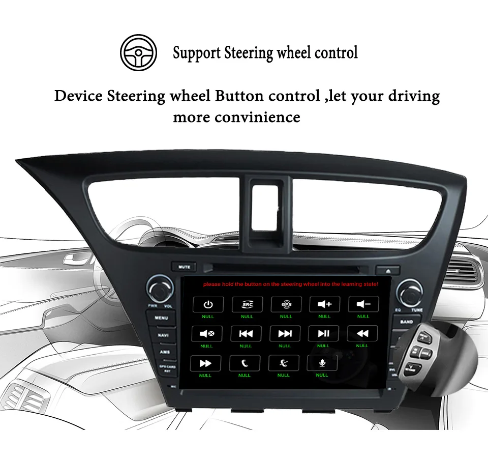 

8" HD 1024*600 Octa Core Android 8.1 Car DVD Radio GPS Navigation Player for Honda Civic Hatchback 2013 2014 2015 DVR Head Unit