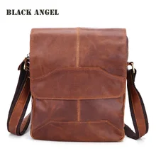 Черный Ангел из натуральной кожи сумки Известный дизайн мужчины сумка модные плечо сумка через плечо для мужчин