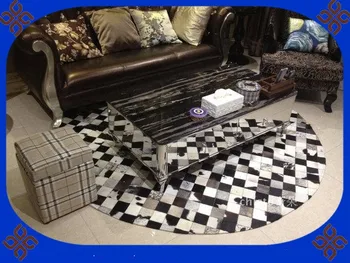 

2018 free shipping via DHL 100% natural genuine cow leather hand tufted carpet