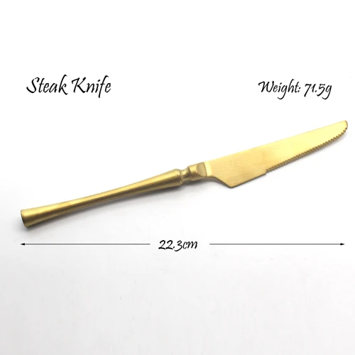 Золотой набор столовых приборов 304 нержавеющая сталь матовый нож вилка Западная столовая посуда набор кухонных принадлежностей - Цвет: Steak Knife