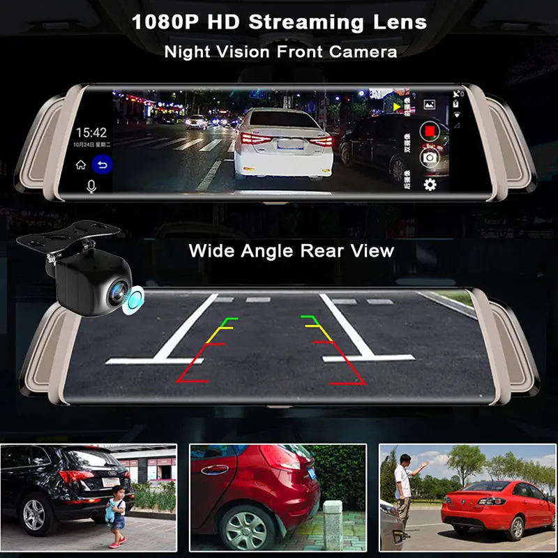 

Vehemo Stream Media Driving Recorder Camera Car DVR Dash Camera Dual Lens Car Video Recorder for Night Vision Digital Auto