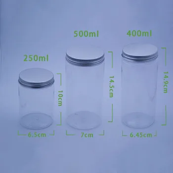 

50pcs/lot Plastic Drink Bottle Plastic Tube PET Jar with Aluminum Lids Beverage Tea Bottle Wide Mouth 250/400/500ml