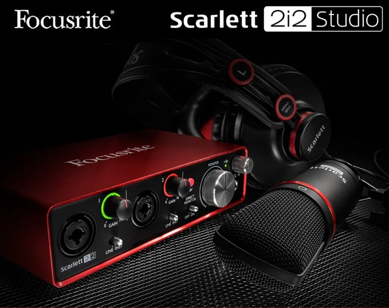 Focusrite scarlett 2i2 studio(2nd Gen) 2i2 звуковая карта гарнитура комплект включает 2i2 звуковая карта CM25 микрофон HP60 наушники