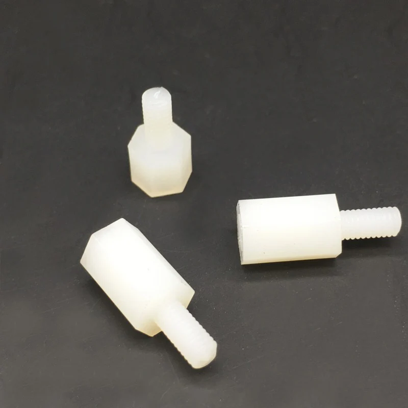 

M3x6+6 Spacer Screws Hex Standoff Nuts Male to Female Plastic Nylon Accessories Off-White Pack 100
