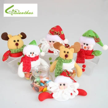 

New Sale Christmas Candy Jar Cloth Doll Sugar Bowl Santa Claus /Snowman/Elk Gift Christmas Item Indoor Christmas Decoration