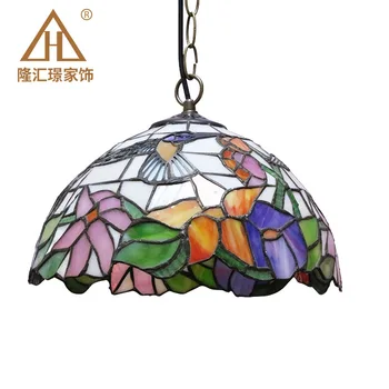 

Stained Glass Pendant Lights Rose Flower Tiffany Hanglamp E27 LED Hanging light fixture suspension luminaire Pendant Lamps