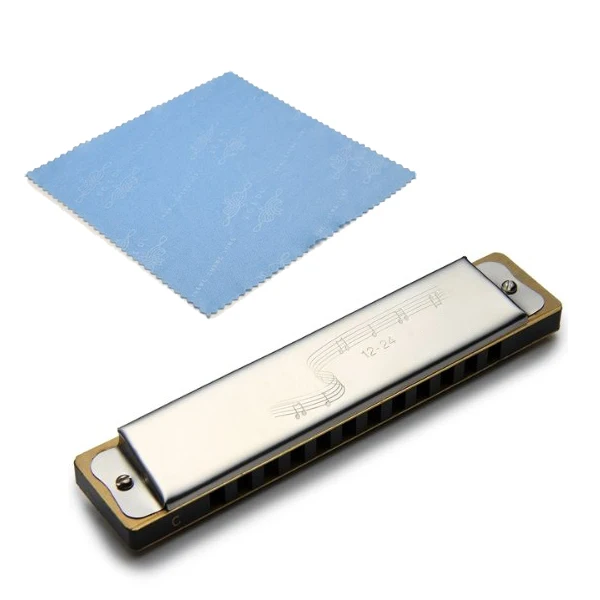 Wholesale 3PCS Silver Diatonic Harmonica 12 holes 24 tone tone C DO Key