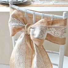 30 шт./лот белый джутовый пояс для стульев, чехлы на банкетные стулья, свадебное украшение для стульев оптом