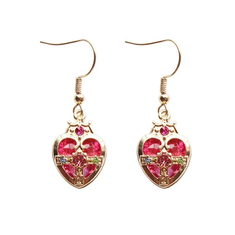 

free shipping 6 pair /lot fashion jewelry metal Sailor Moon crown heart earrings for women