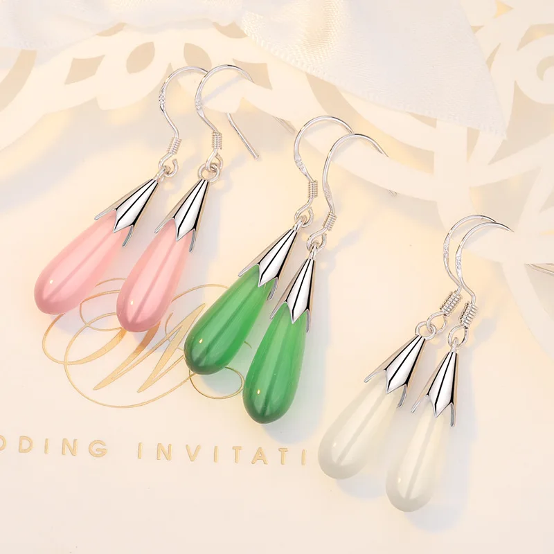 

Fashion Opal Drop Earrings For Women Accessories Vintage Elegant Cat Eye Stone Long Dangle Earrings Jewelry Gift boucle d'oreill