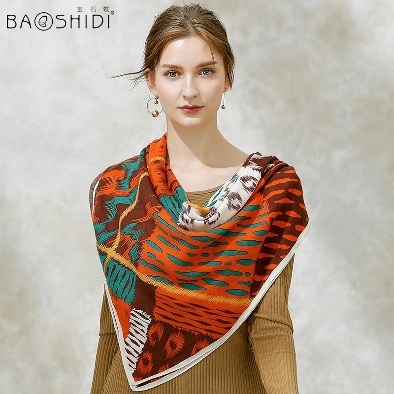 Шарф BAOSHIDI из 100% шерсти Элегантные зимние шарфы для женщин большой квадратный