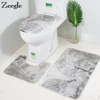 Alfombra con estampado de hojas para baño, conjunto de alfombras de baño, alfombrilla para tapa de inodoro ► Foto 1/6