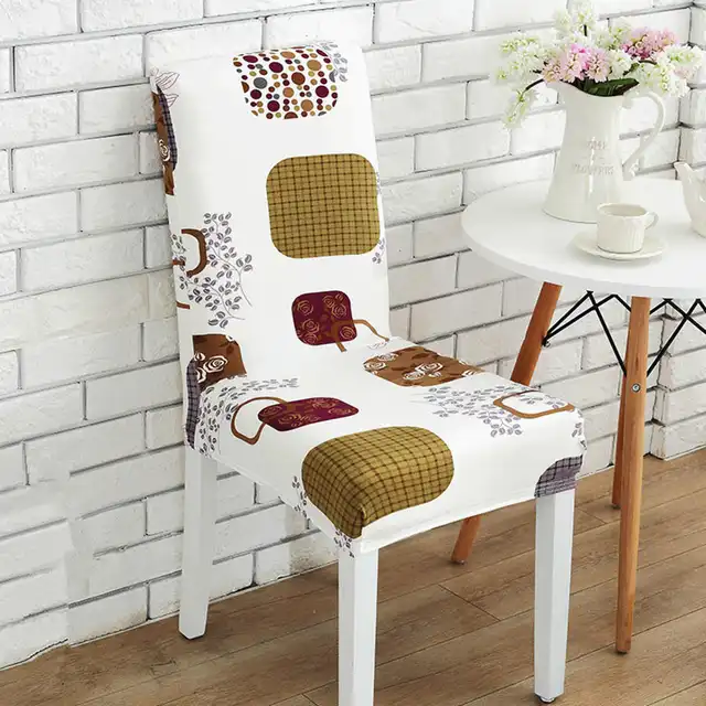 Floral Print Elastic Detachable Chair Cover Kitchen Table Set