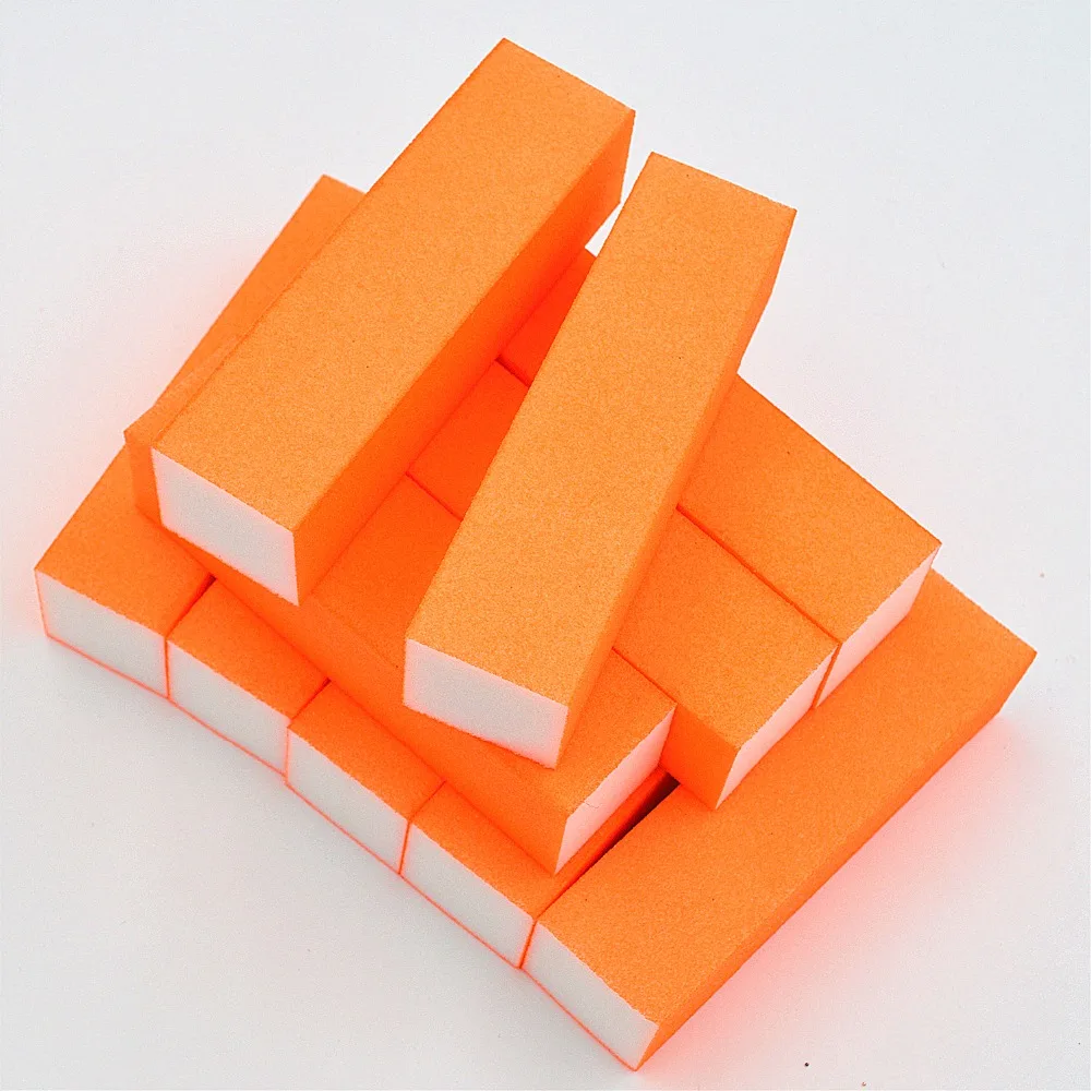 

10 Pcs Cuboid orange Fluorescent color sanding Sponge Nail Buffers File Block for UV Gel DIY Nail Art Manicure Pedicure tools