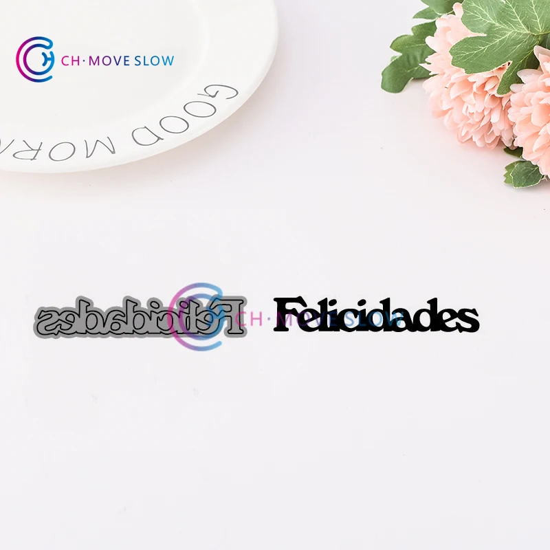 

CH Spanish Congratulations Stencil Metal Cutting Dies For Scrapbooking Practice Hands-on DIY Album Decor Card Craft Dies