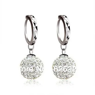 Fashion 925 Sterling Silver Imitation Diamond Ball Drop Earrings Fashion 925 Sterling Silver Imitation Diamond Ball Drop Earrings Women White Gold Plated Buckle For Party Or Wedding In From Jewelry