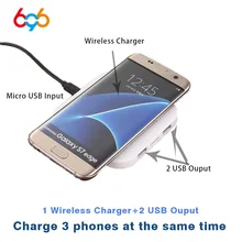 696 S20 многопортовое USB QI Беспроводное зарядное устройство для iPhone X/XS/XR/8/для SAMSUNG 5V2. 1A настольное Беспроводное зарядное устройство 2 USB порта charg