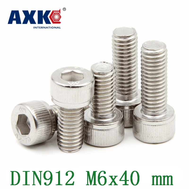 Free Shipping Axk 10pcs/lot Metric Thread Din912 M6x40 Mm M6*40 Mm 304