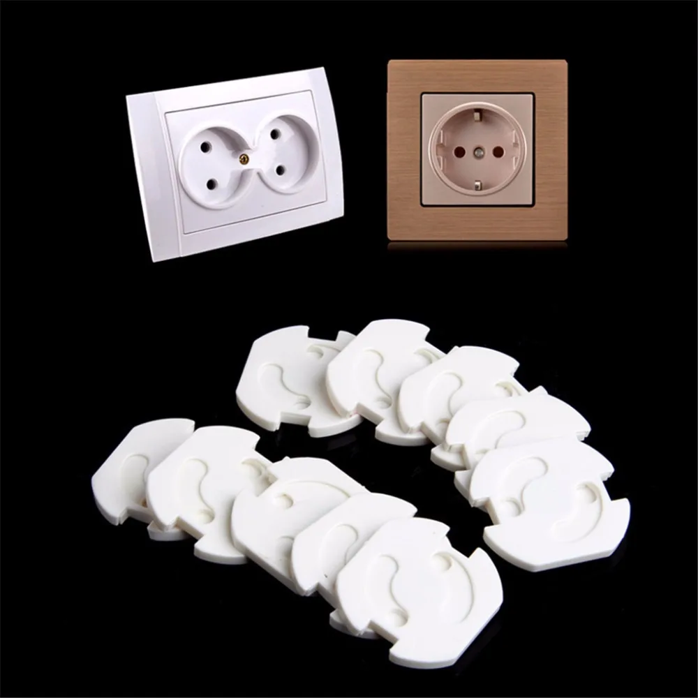 10pcs Baby Safety Rotate Cover 2 Hole Round European Standard Children Against Electric Protection Socket Plastic Security Locks