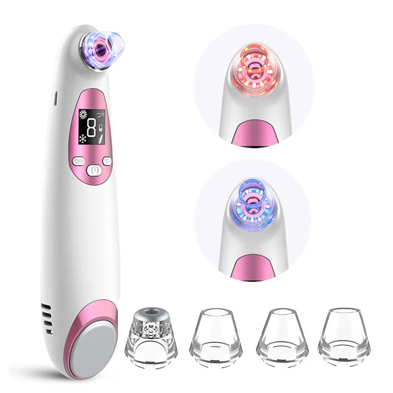 

NEW Blackhead Pore Cleaner Cold Compress Blackhead Suction Remover Beauty Machine Vacuum Acne Remover With 4 Replaceable Heads
