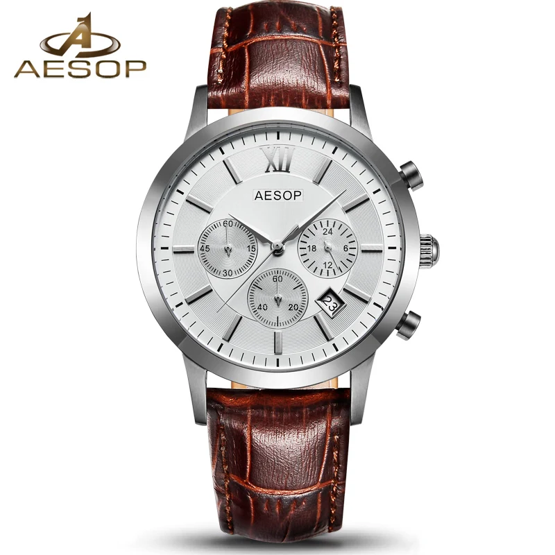 

AESOP Sapphire Crystal Quartz Watch Men Business Casual Wristwatch Auto Date Chronograph Male Clock Steel Relogio Masculino