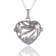 Venta caliente Del Ala Del Ángel Embarazo Chime Jaula Locket Collar Colgante Ahueca Hacia fuera Del Corazón Flotante Locket para la Mamá Del Bebé M016