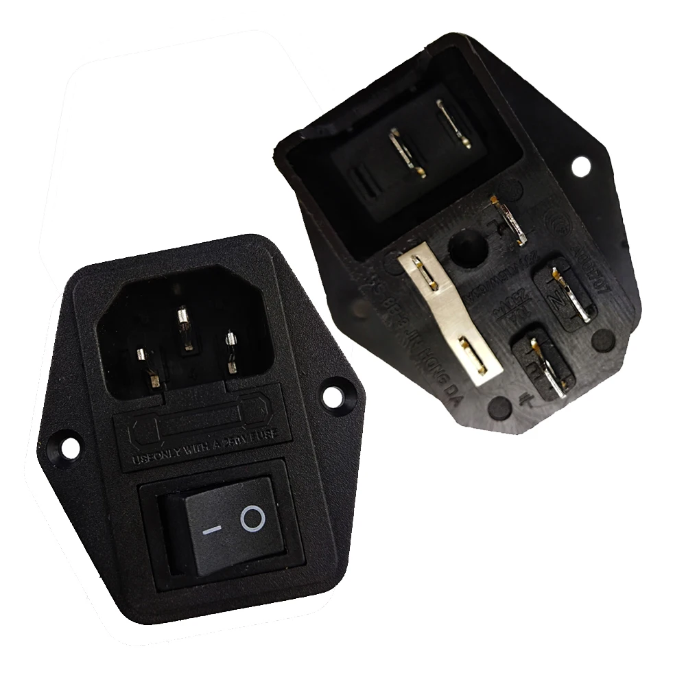 AC power outlet Power Rocker 2pin Switch Fused Fixed type IEC 320 C14