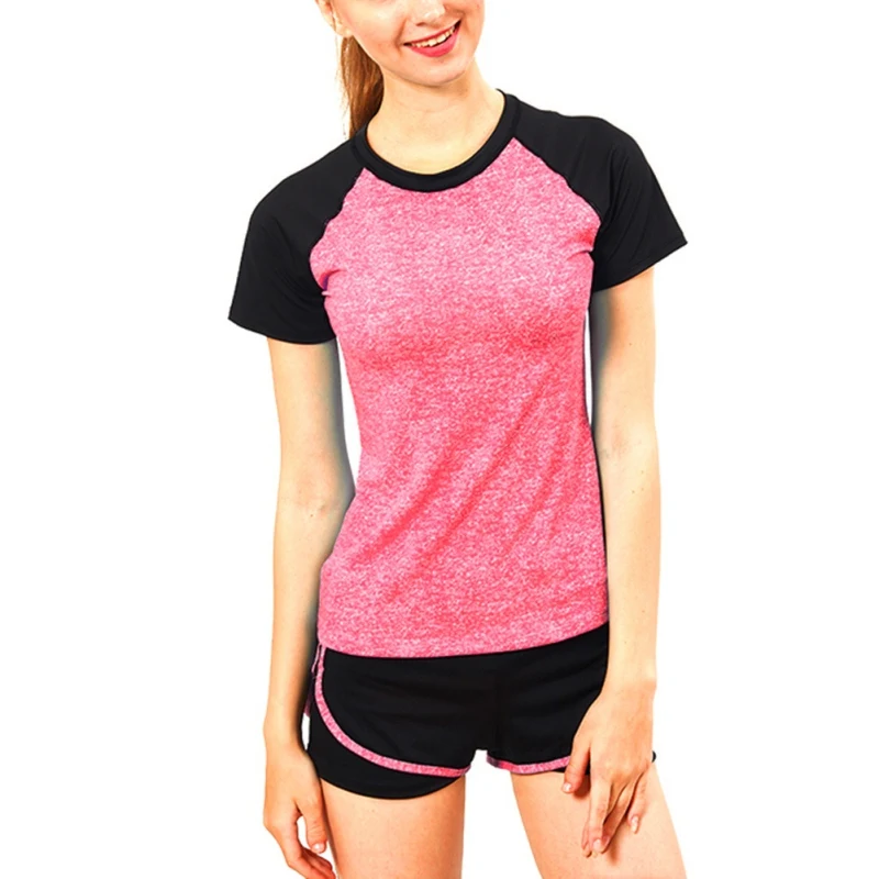 Женская быстросохнущая спортивная футболка с коротким рукавом для бега, йоги, тренажерного зала, фитнеса, пробежек, упражнений
