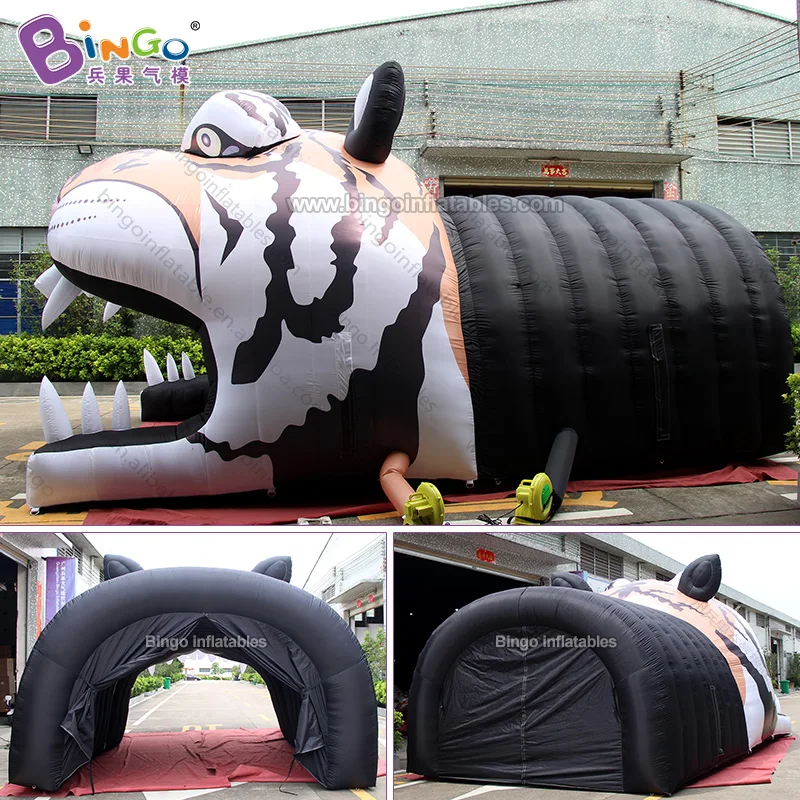 Custom made 7.7x4x3.7 meters inflatable tiger tunnel tent / inflatable tunnel / inflatable football tunnel toy tents