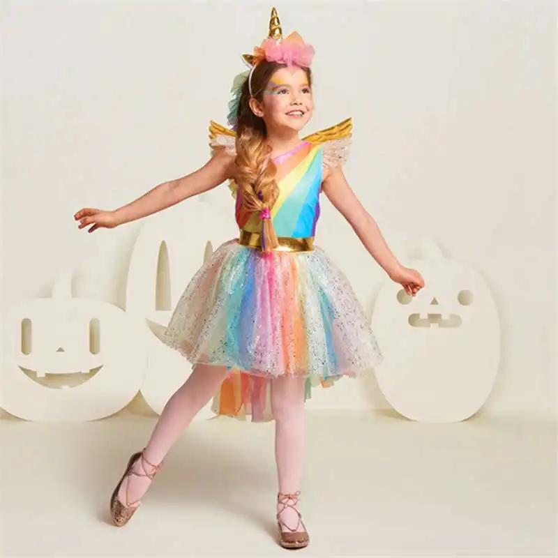 

Dress for Girls Unicorn Party Dress Kids Rainbow tutu Girls Dresses Princess Dresses Girls Halloween Party Costume Vestidos 3-8