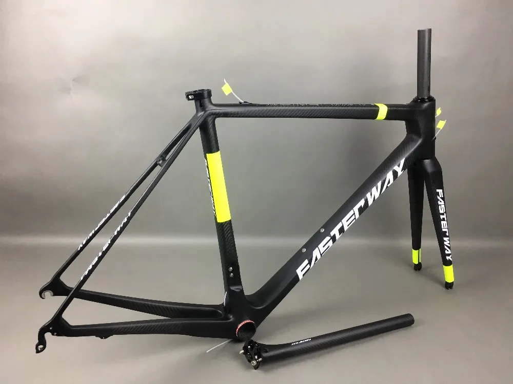 Best classic design FASTERWAY PRO full black with no logo carbon road bike frameset:carbon Frame+Seatpost+Fork+Clamp+Headset,free ems 73