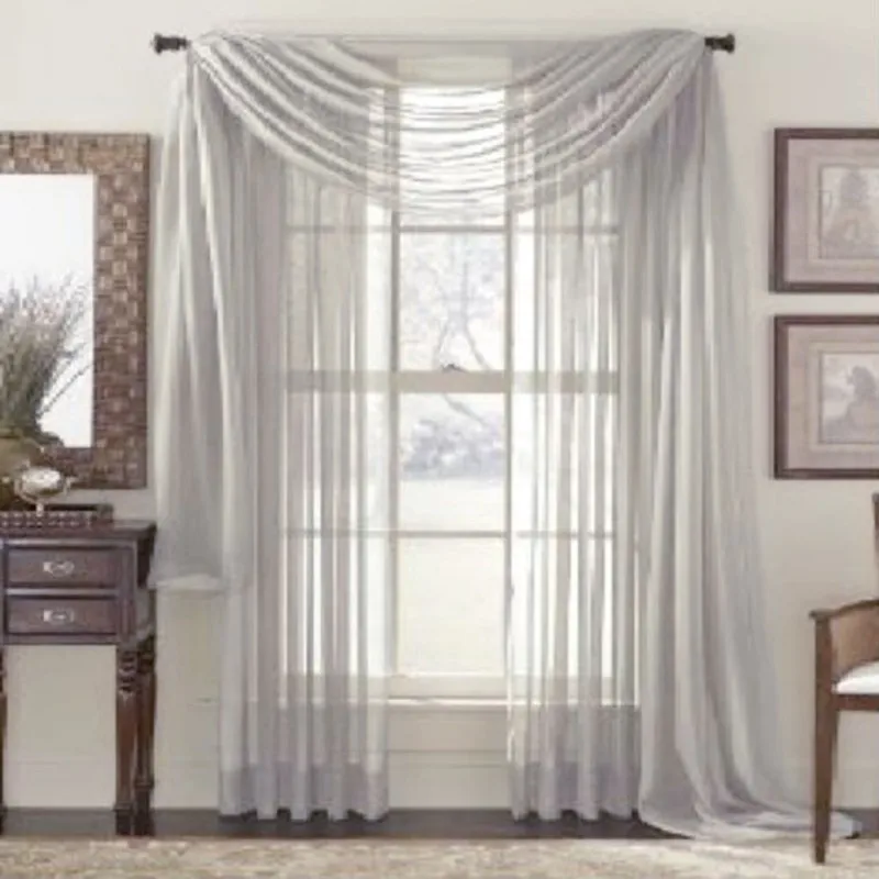 

1 PCS Pure Color Tulle Door Window Curtain Drape Panel Sheer Curtain