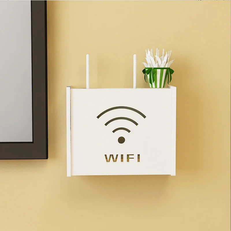Economici Sorriso del Gatto del Modello Senza Fili Wifi Router Scatola PVC Mensola A Muro Appeso Spina Staffa Bordo Scatola di Immagazzinaggio di Stile DELL EUROPA Scatole di Immagazzinaggio bidoni