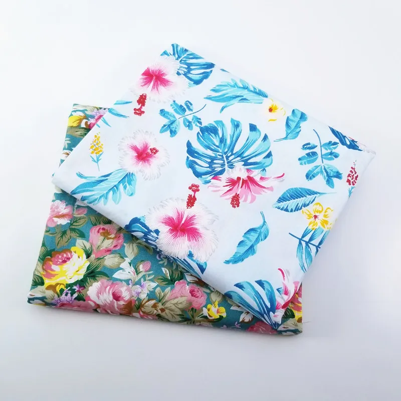 

Printed Flower Cotton Fabric Twill Meters for DIY Patchwork Quilting home Cushions Blanket Sewing Material
