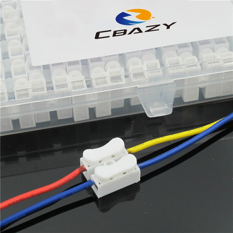 

68pcs boxed 2p Dual wire Spring - loaded terminal block Connector wire no screw