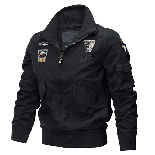 Популярная мужская куртка, Весенняя Военная ветровка, тактическая Повседневная армейская куртка пилота, мужская верхняя одежда, пальто, jaqueta masculina - Цвет: Черный