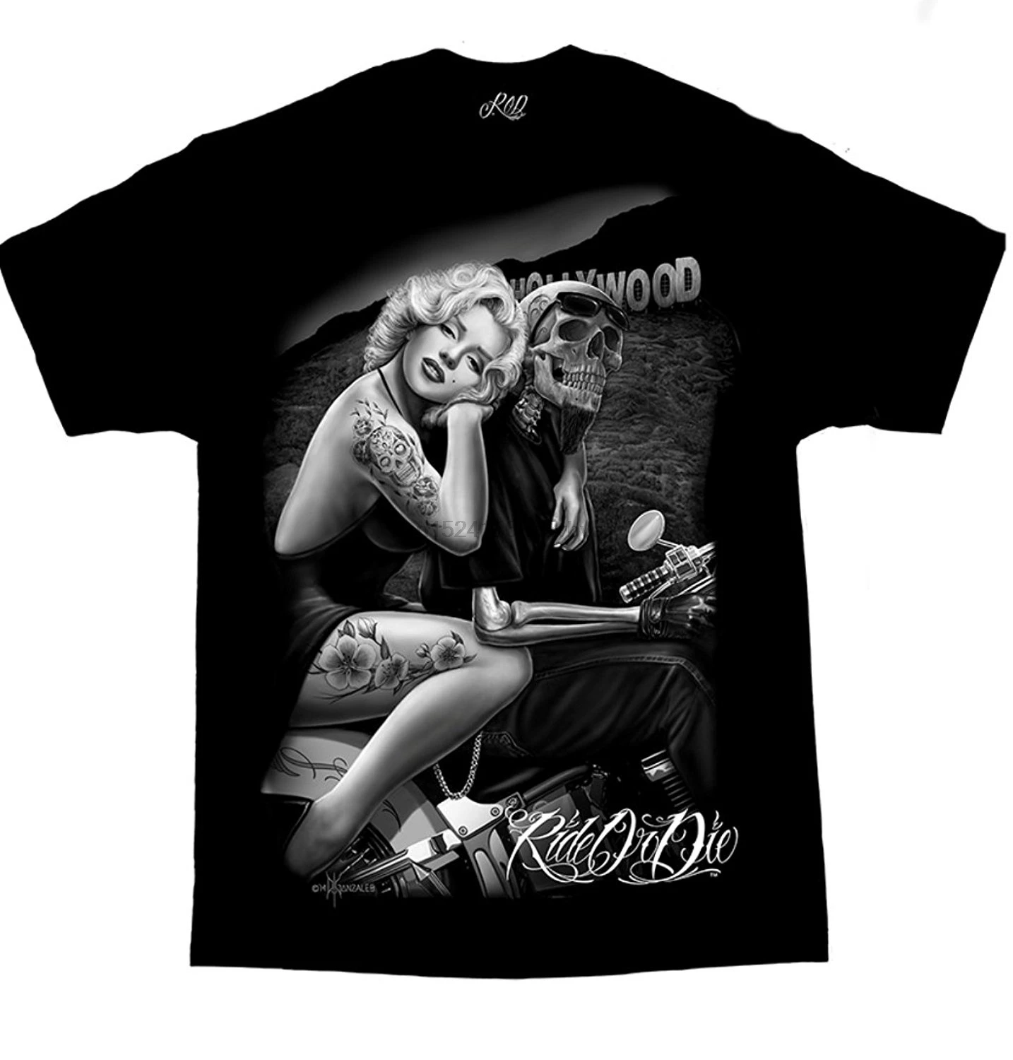 

Men's t shirts David Gonzales Art DGA Hollywood Homegirl Ride Or Die T Shirt black