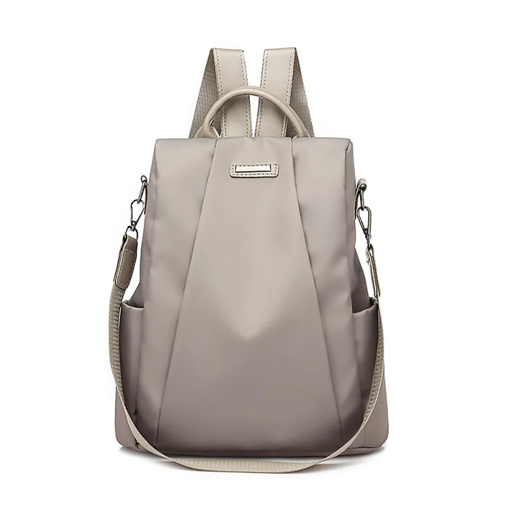 2 способа, Модный женский рюкзак на молнии для путешествий, женский рюкзак, Оксфорд, дорожная сумка, одноцветная школьная сумка, рюкзак из противоугонной ткани - Цвет: Хаки