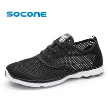 Socone plus talla para hombre zapatos corrientes de las mujeres zapatillas de deporte de verano 2016 de malla transpirable zapatos deportivos hombres zapatos de agua de playa womenstrainers