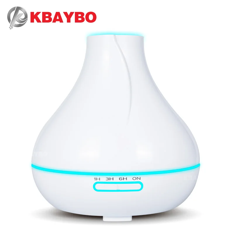 

KBAYBO 400ml flat top drip humidifier white essential oil aroma diffuser 7 color LED option aromatherapy bedroom use